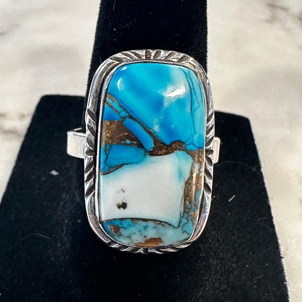 Ice Blue Dahlia Sterling Silver Ring